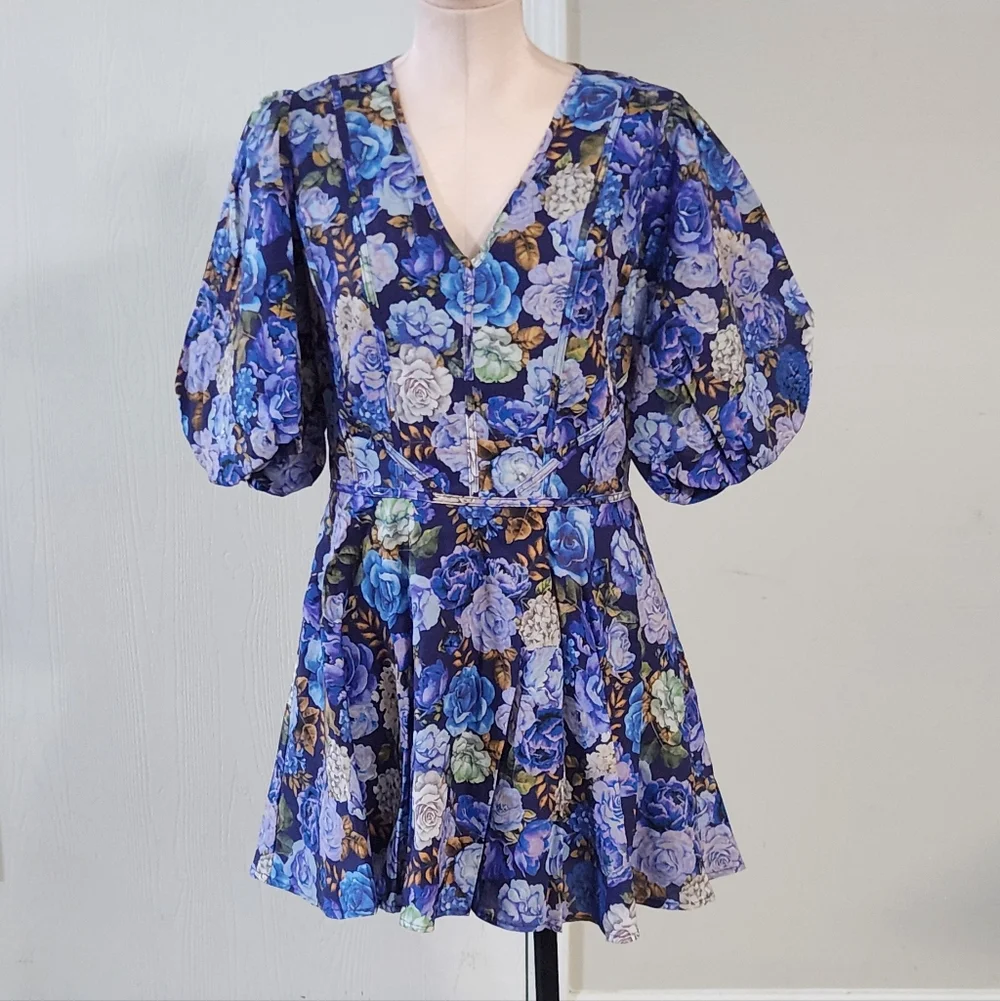 New!Rachel Parcell V-Neck Puff Sleeve Mini Dress - Picture 3 of 14